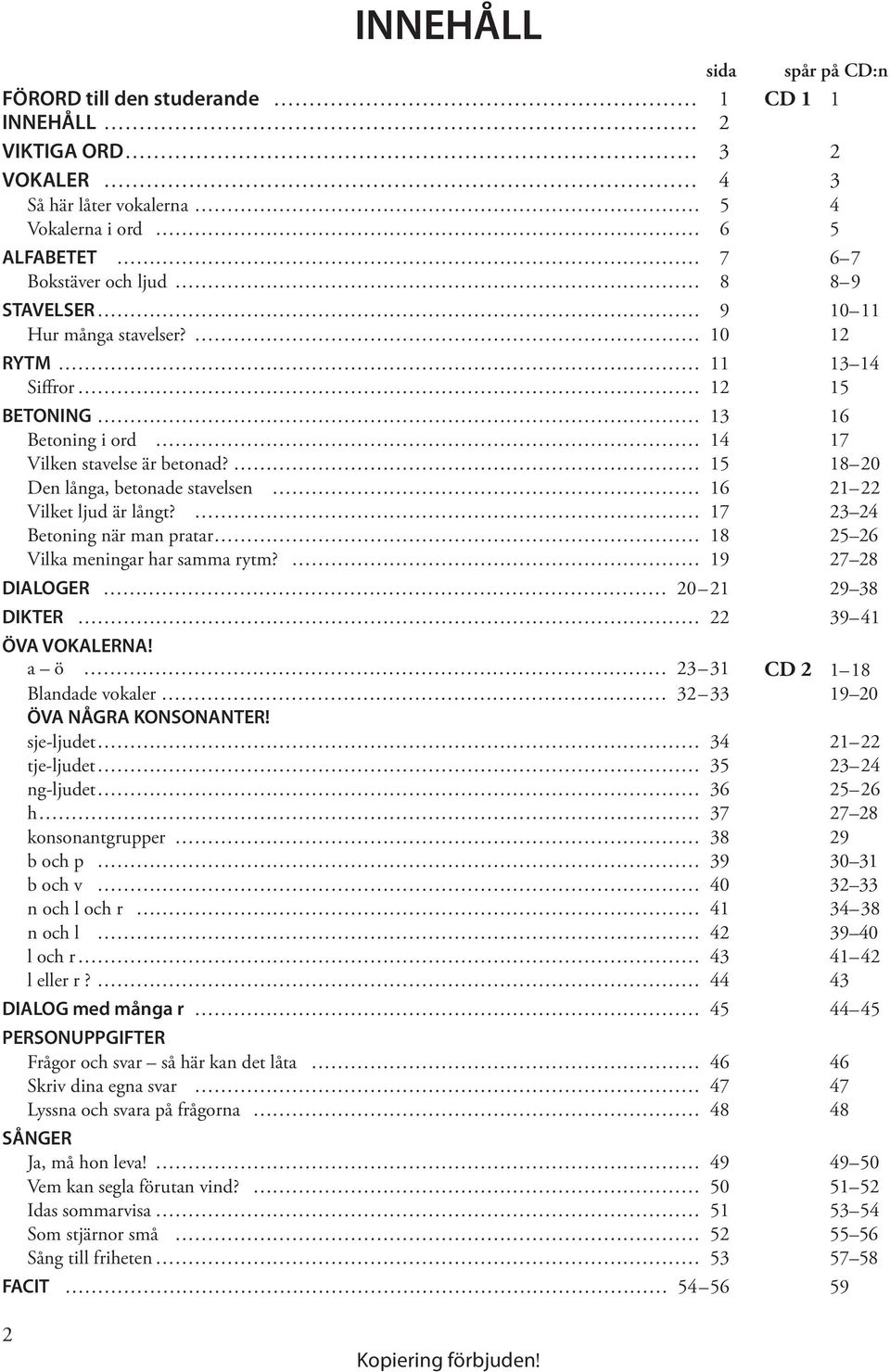 17 23 24 Betoning när man pratar 18 25 26 Vilka meningar har samma rytm? 19 27 28 DIALOGER 20 21 29 38 DIKTER 22 39 41 ÖVA VOKALERNA!