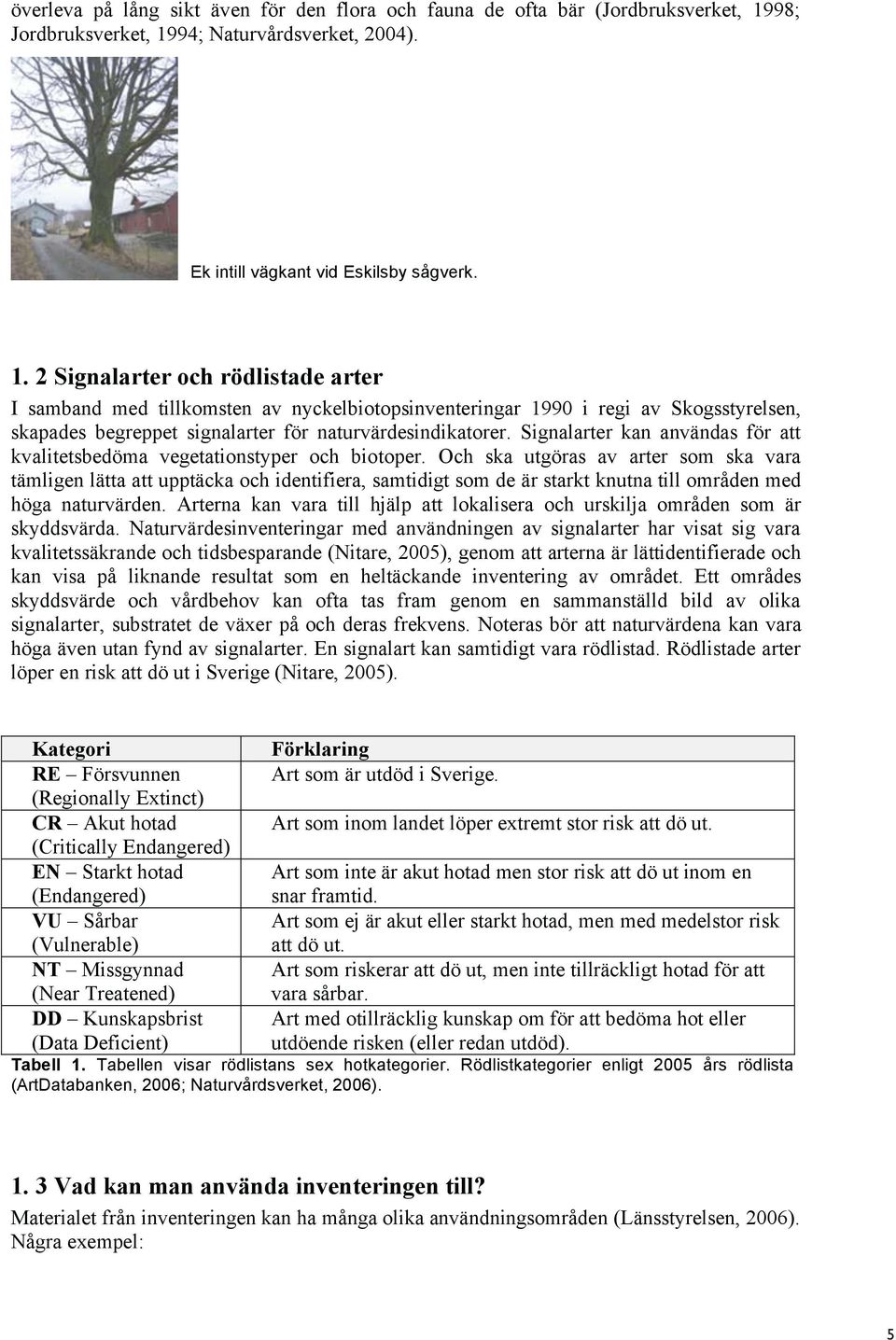 94; Naturvårdsverket, 2004). Ek intill vägkant vid Eskilsby sågverk. 1.