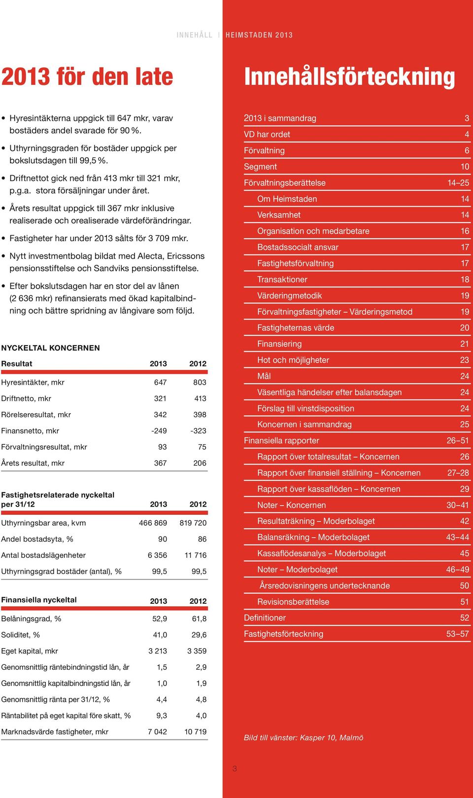 Årets resultat uppgick till 367 mkr inklusive rea liserade och orealiserade värdeförändringar. Fastigheter har under 2013 sålts för 3 709 mkr.