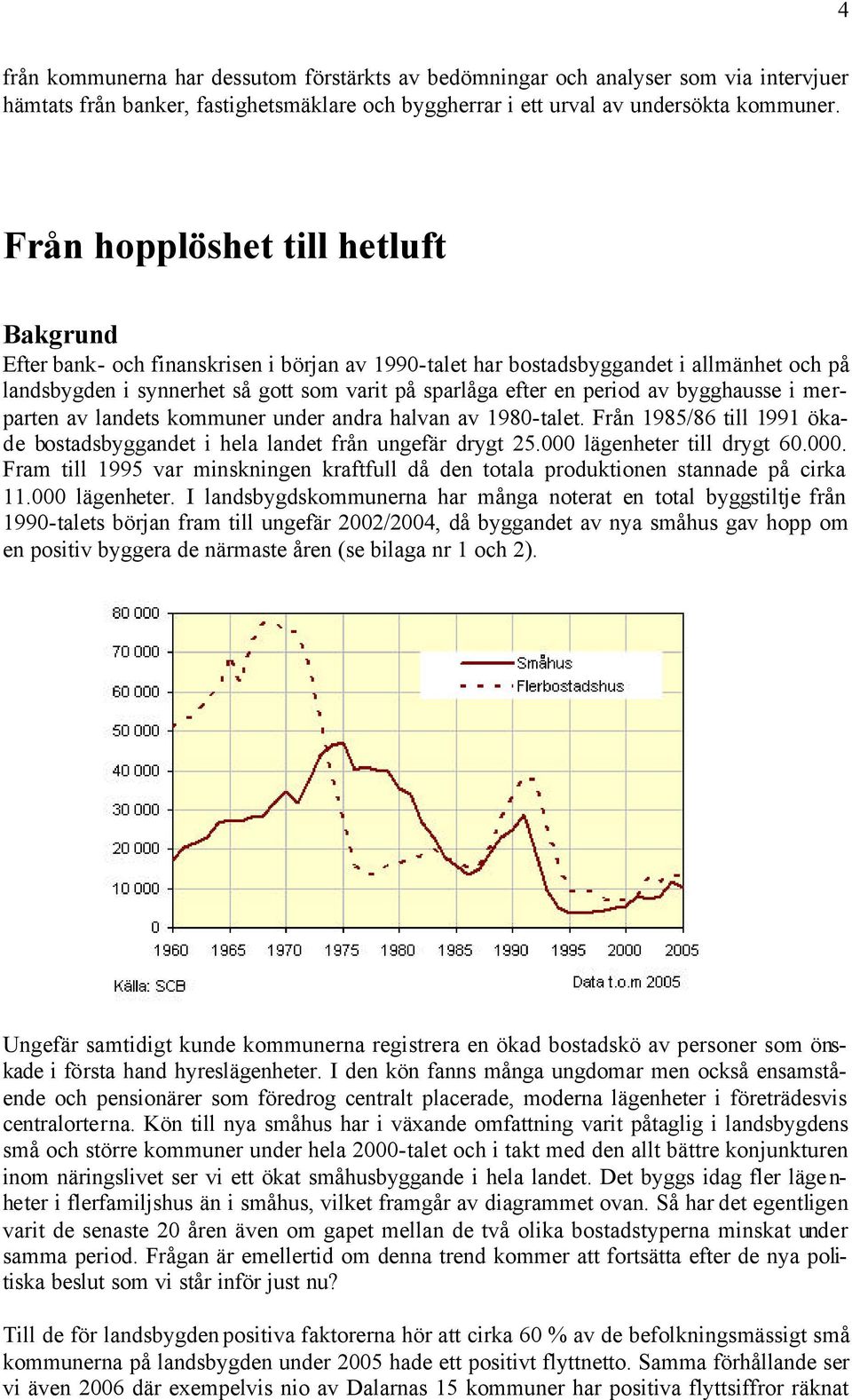 av bygghausse i merparten av landets kommuner under andra halvan av 1980-talet. Från 1985/86 till 1991 ökade bostadsbyggandet i hela landet från ungefär drygt 25.000 