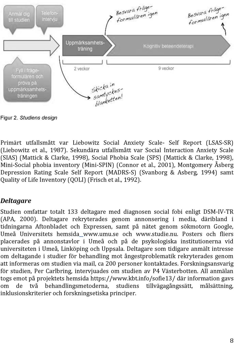 , 2001), Montgomery Åsberg Depression Rating Scale Self Report (MADRS-S) (Svanborg & Asberg, 1994) samt Quality of Life Inventory (QOLI) (Frisch et al., 1992).