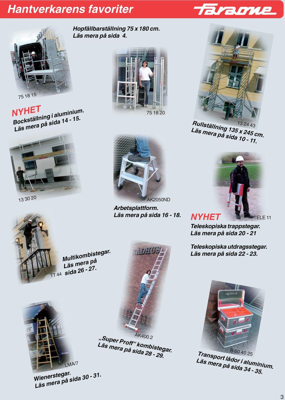 Läs mera på sida 20-21 TELE 11 TT 44 Multikombiar. Läs mera på sida 26-27. Teleskopiska utdragsar. Läs mera på sida 22-23. AK400.