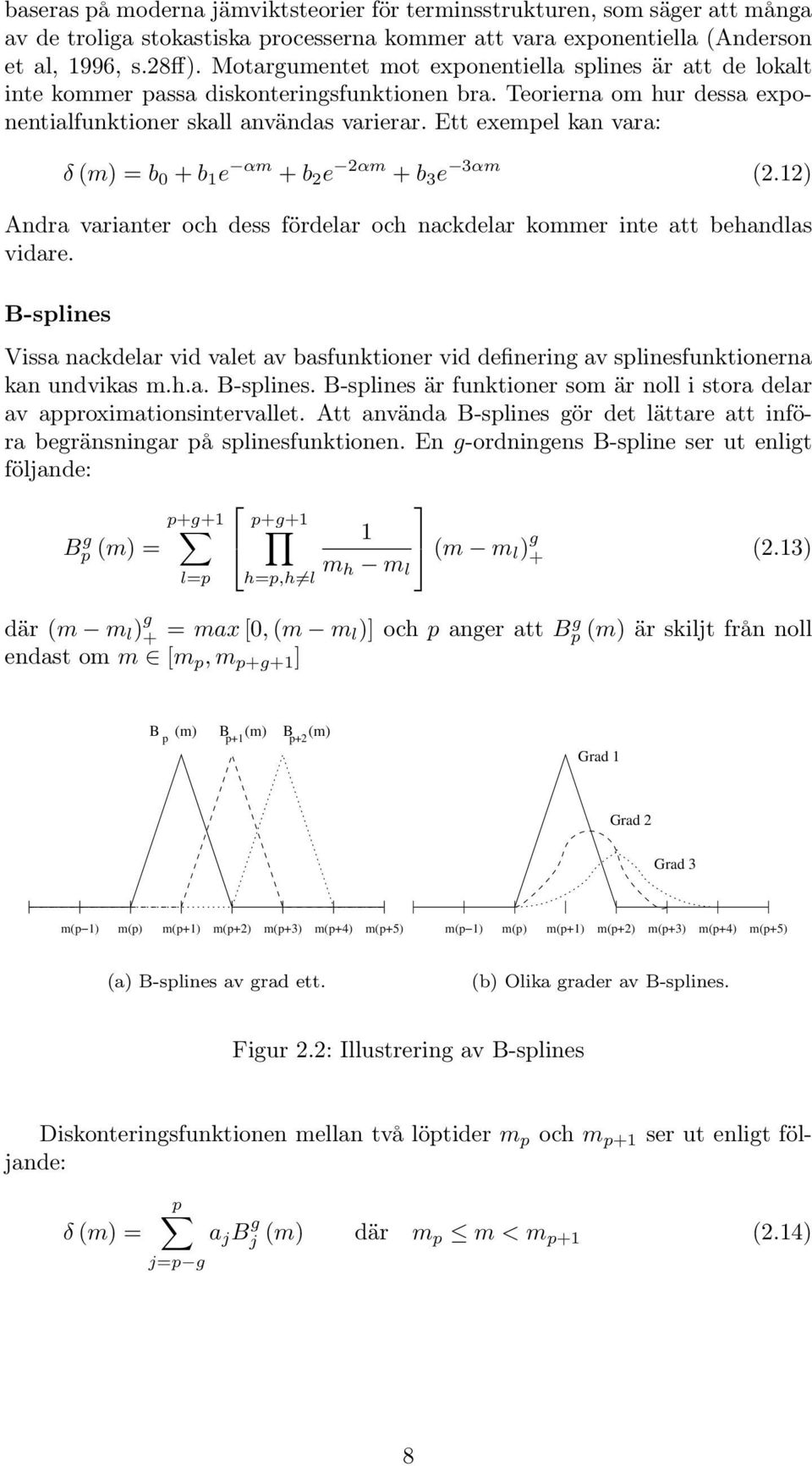 Ett exempel kan vara: δ (m) =b 0 + b 1 e αm + b 2 e 2αm + b 3 e 3αm (2.12) Andra varianter och dess fördelar och nackdelar kommer inte att behandlas vidare.