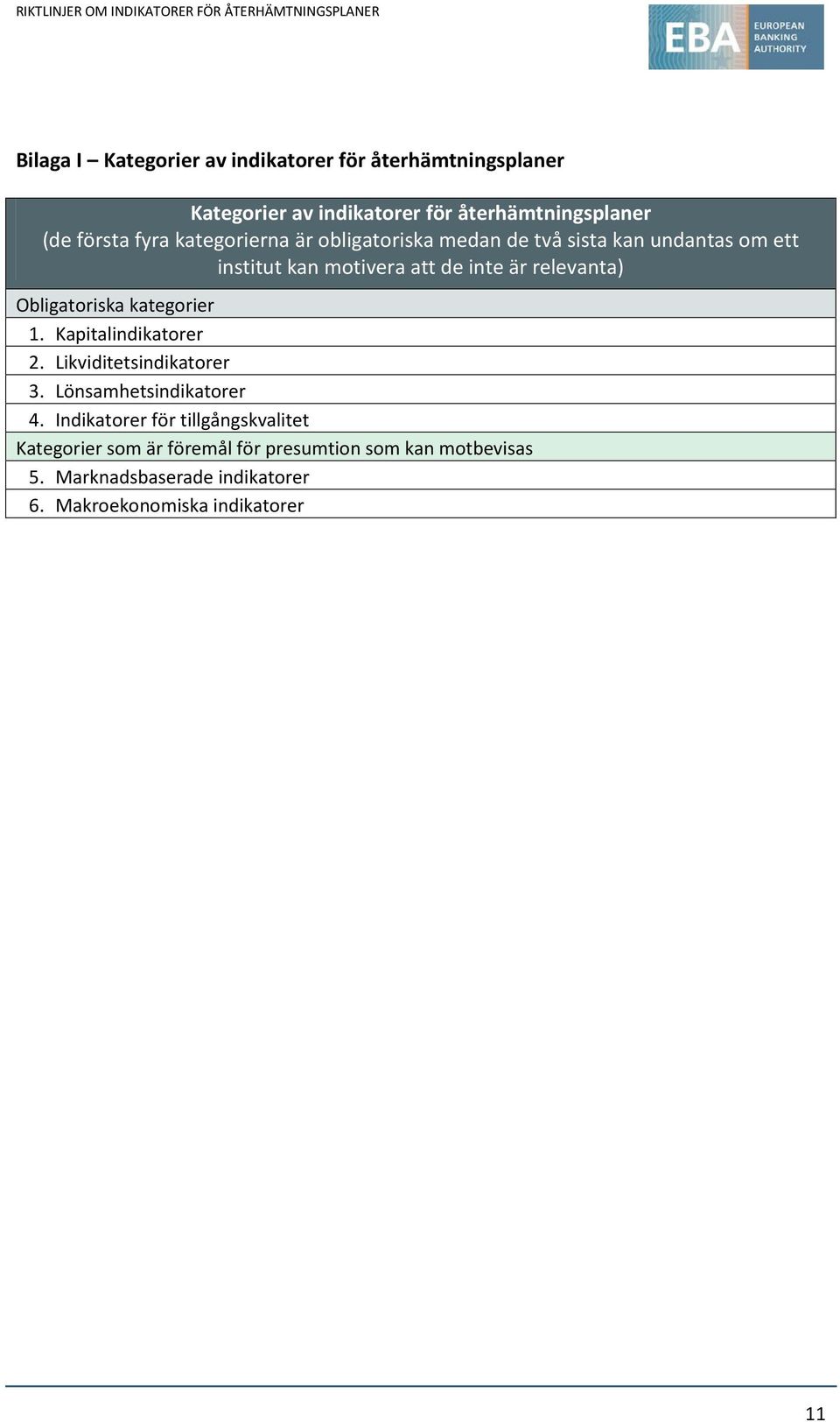 Obligatoriska kategorier 1. Kapitalindikatorer 2. Likviditetsindikatorer 3. Lönsamhetsindikatorer 4.