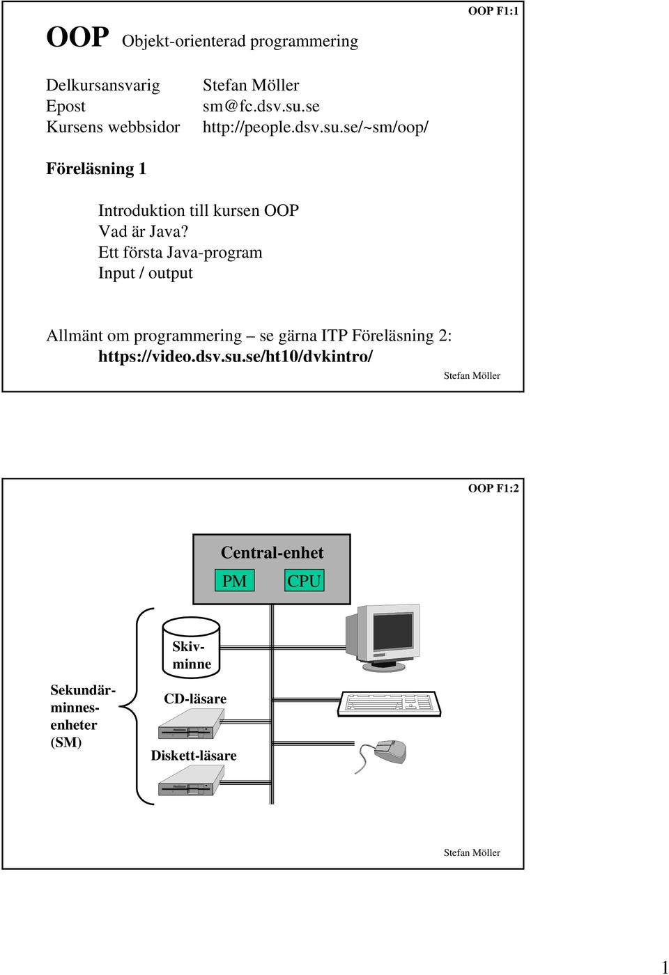 Ett första Java-program Input / output Allmänt om programmering se gärna ITP Föreläsning 2: