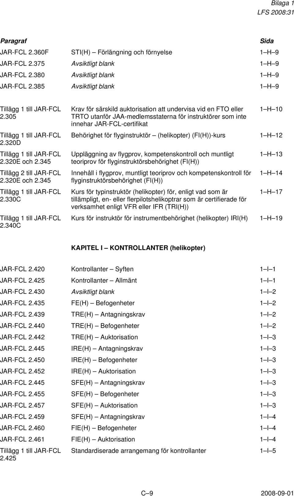 330C Tillägg 1 till JAR-FCL 2.