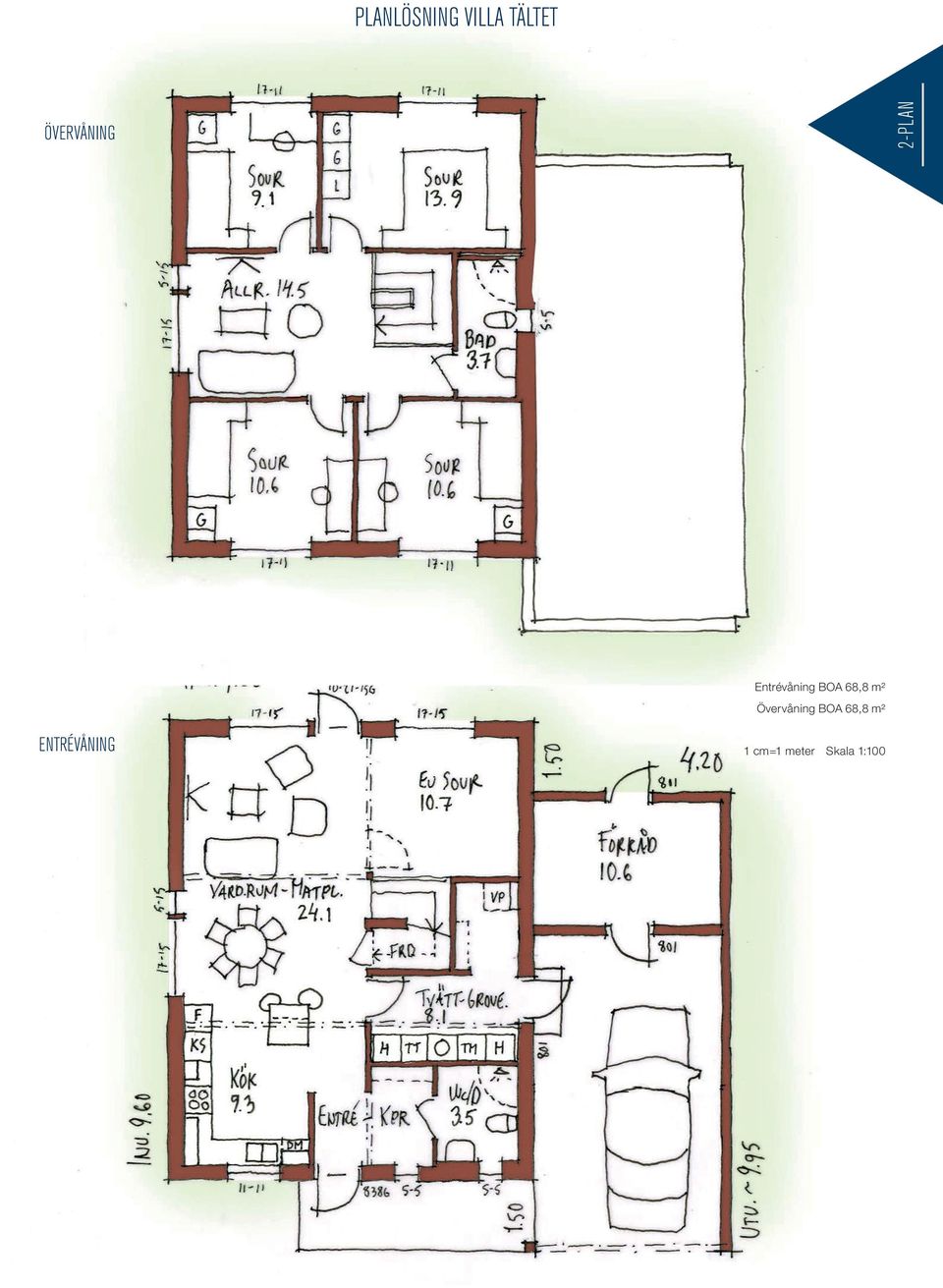 m² Övervåning BOA 68,8 m²