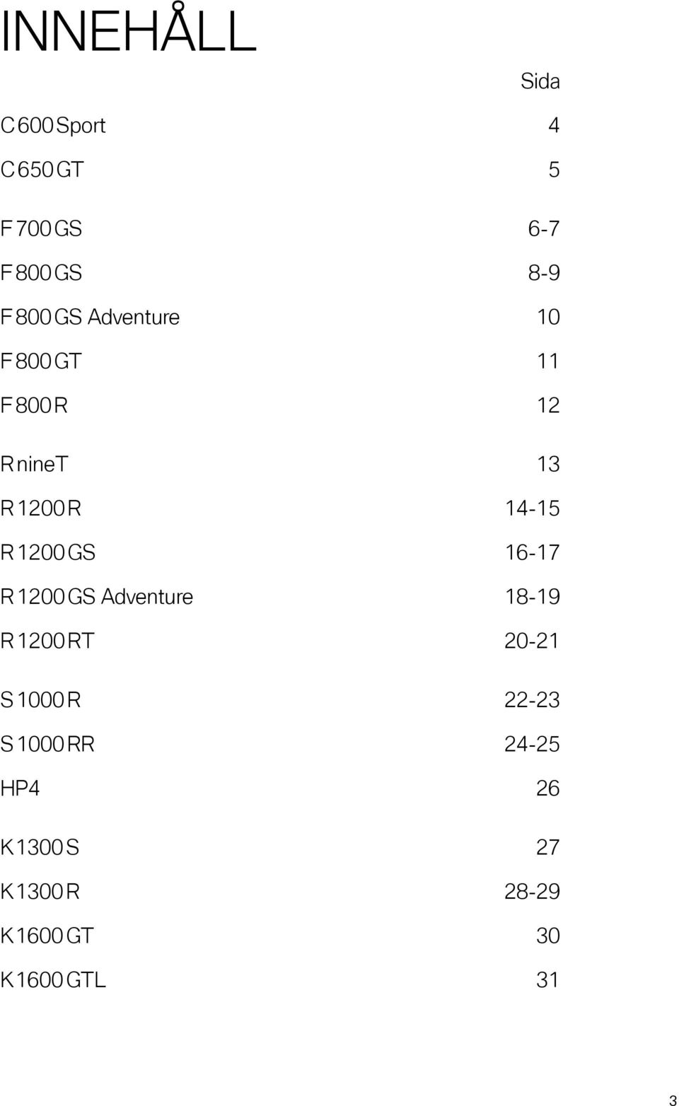 GS 16-17 R 1200 GS Adventure 18-19 R 1200 RT 20-21 S 1000 R 22-23 S