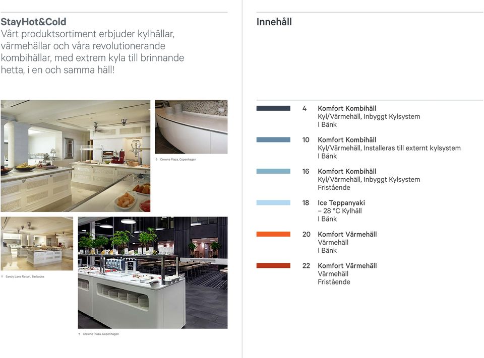 Innehåll 4 Komfort Kombihäll, Inbyggt Kylsystem I Bänk Crowne Plaza, Copenhagen 10 Komfort Kombihäll, Installeras till externt