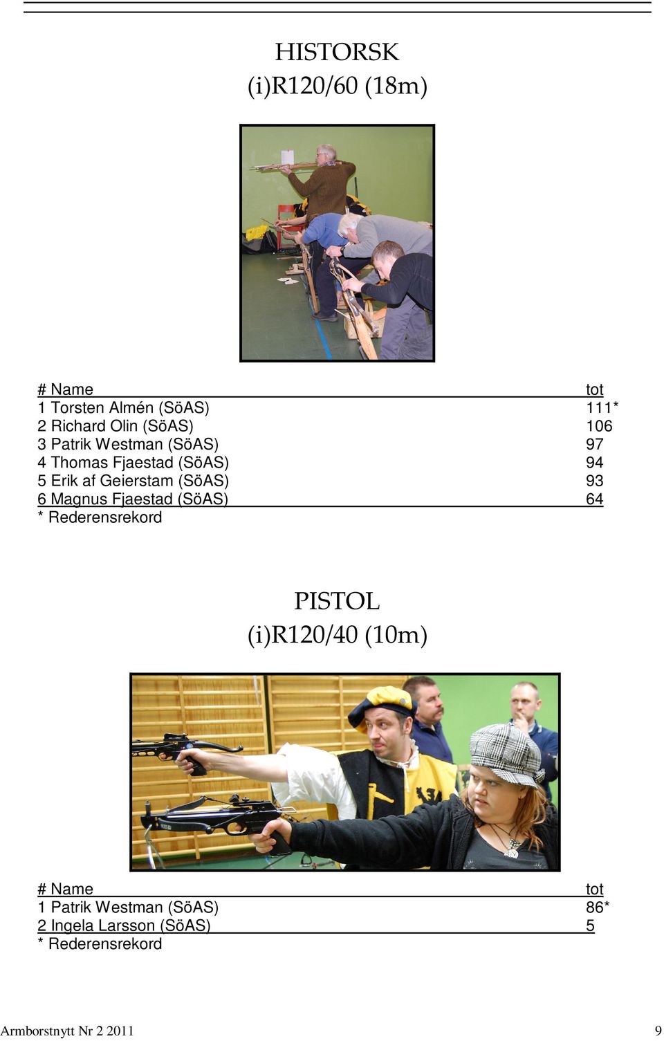 93 6 Magnus Fjaestad (SöAS) 64 * Rederensrekord PISTOL (i)r120/40 (10m) # Name tot 1