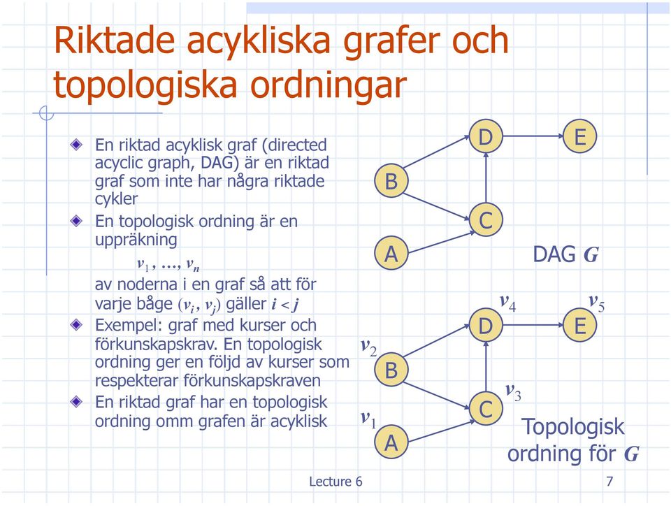 j Exempel: graf med kurser och förkunskapskrav.