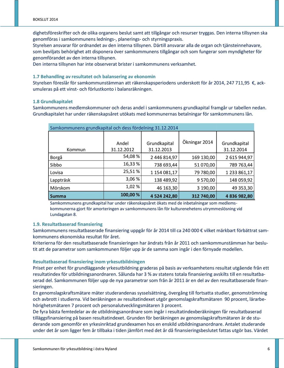 Därtill ansvarar alla de organ och tjänsteinnehavare, som beviljats behörighet att disponera över samkommunens tillgångar och som fungerar som myndigheter för genomförandet av den interna tillsynen.