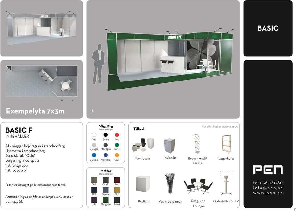 Logotyp Ljusblå Mörkblå Broschyrställ alu-zip Anpassningsbar för