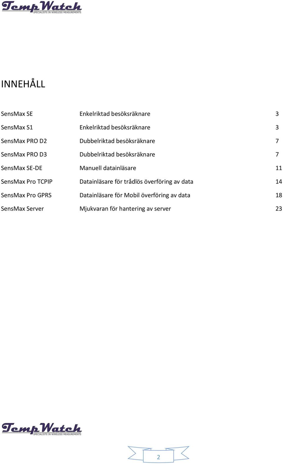 datainläsare 11 SensMax Pro TCPIP Datainläsare för trådlös överföring av data 14 SensMax Pro GPRS