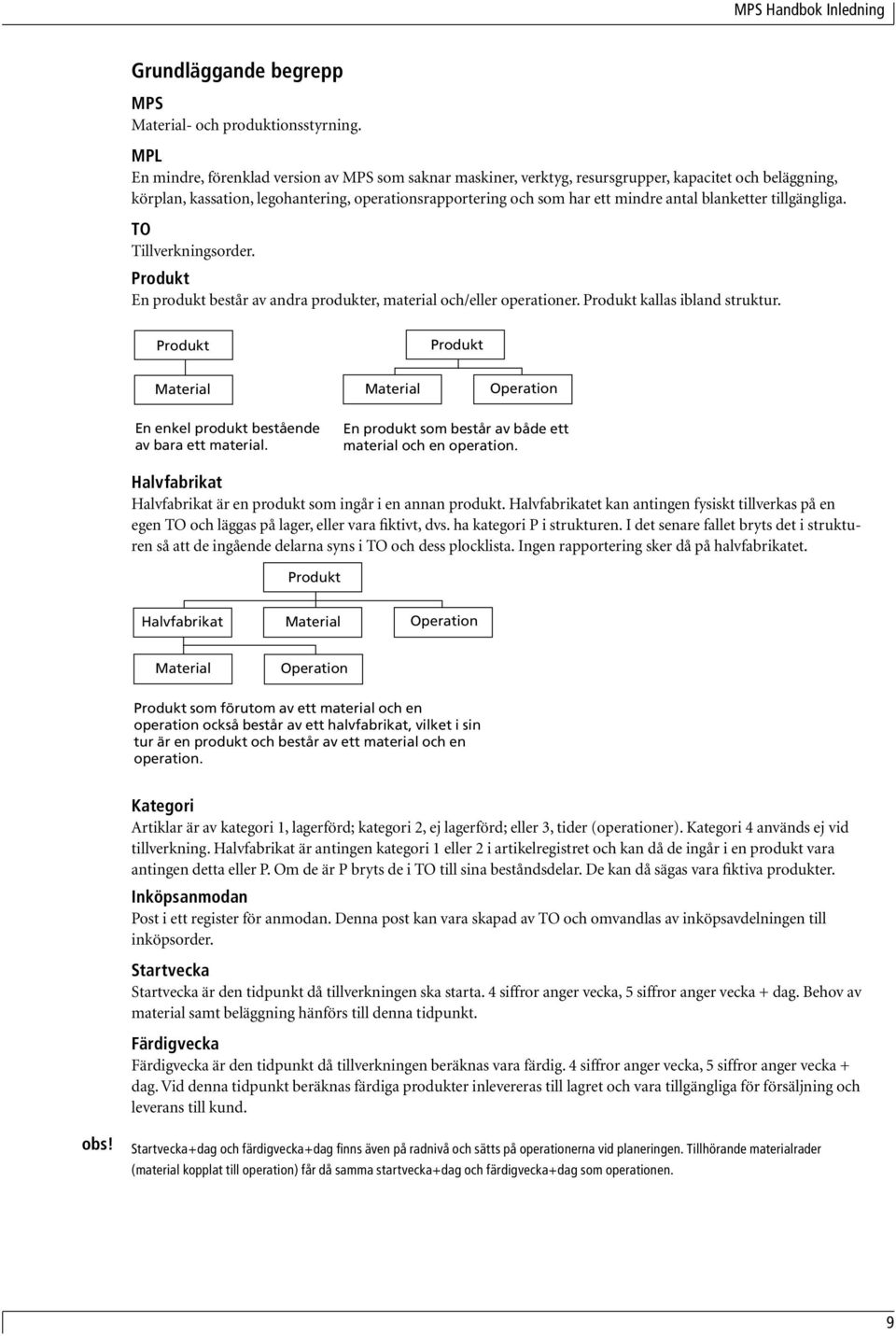 blanketter tillgängliga. TO Tillverkningsorder. Produkt En produkt består av andra produkter, material och/eller operationer. Produkt kallas ibland struktur.