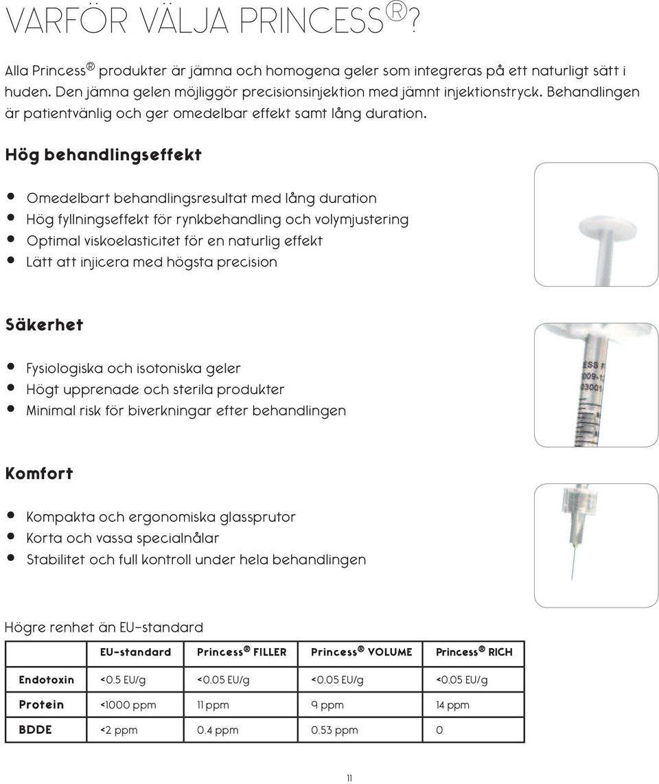 Hög behandlingseffekt Omedelbart behandlingsresultat med lång duration Hög fyllningseffekt för rynkbehandling och volymjustering Optimal viskoelasticitet för en naturlig effekt Lätt att injicera med