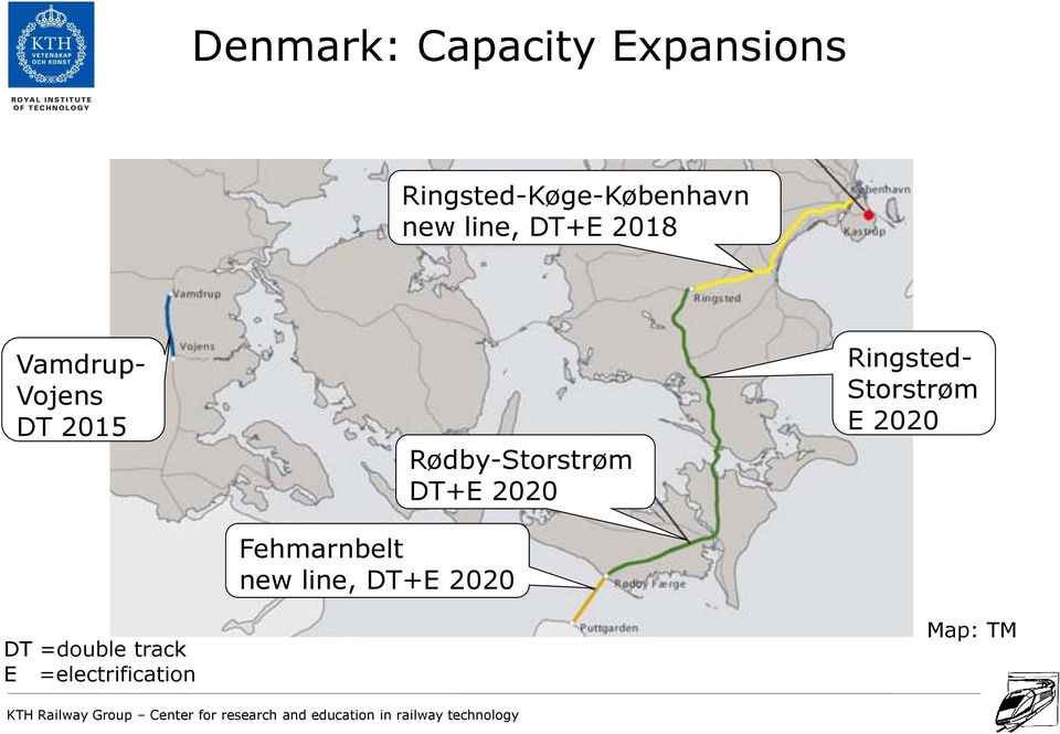 E =electrification Fehmarnbelt new line, DT+E 2020