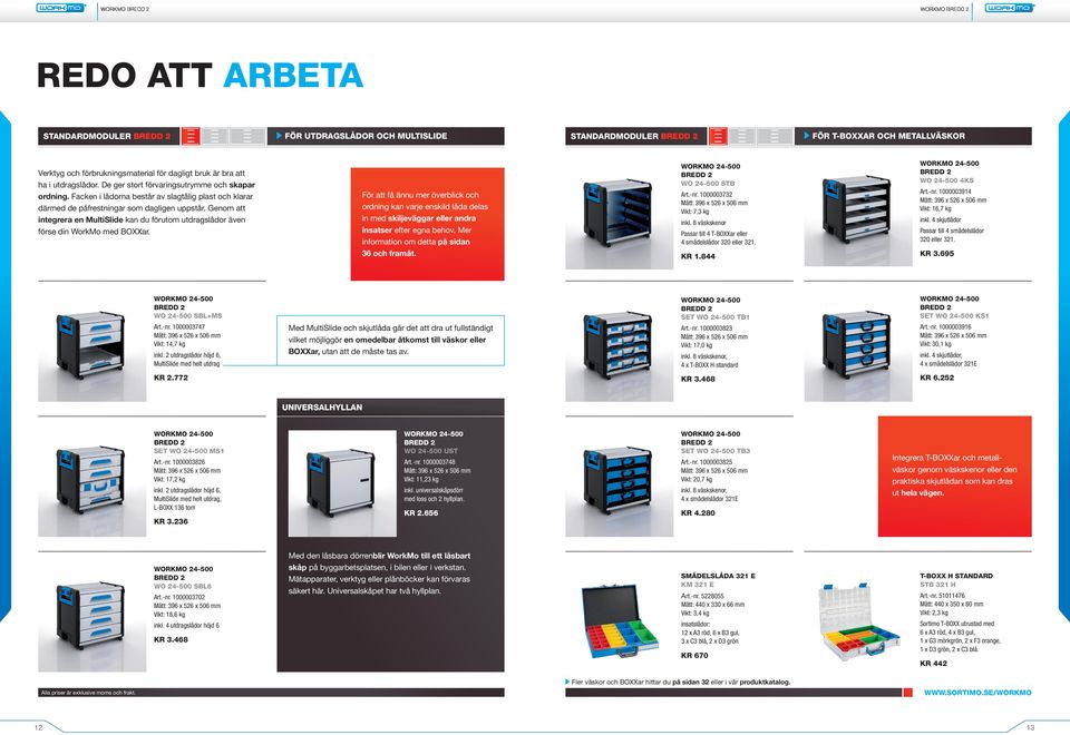 Genom att integrera en MultiSlide kan du förutom utdragslådor även förse din WorkMo med BOXXar.