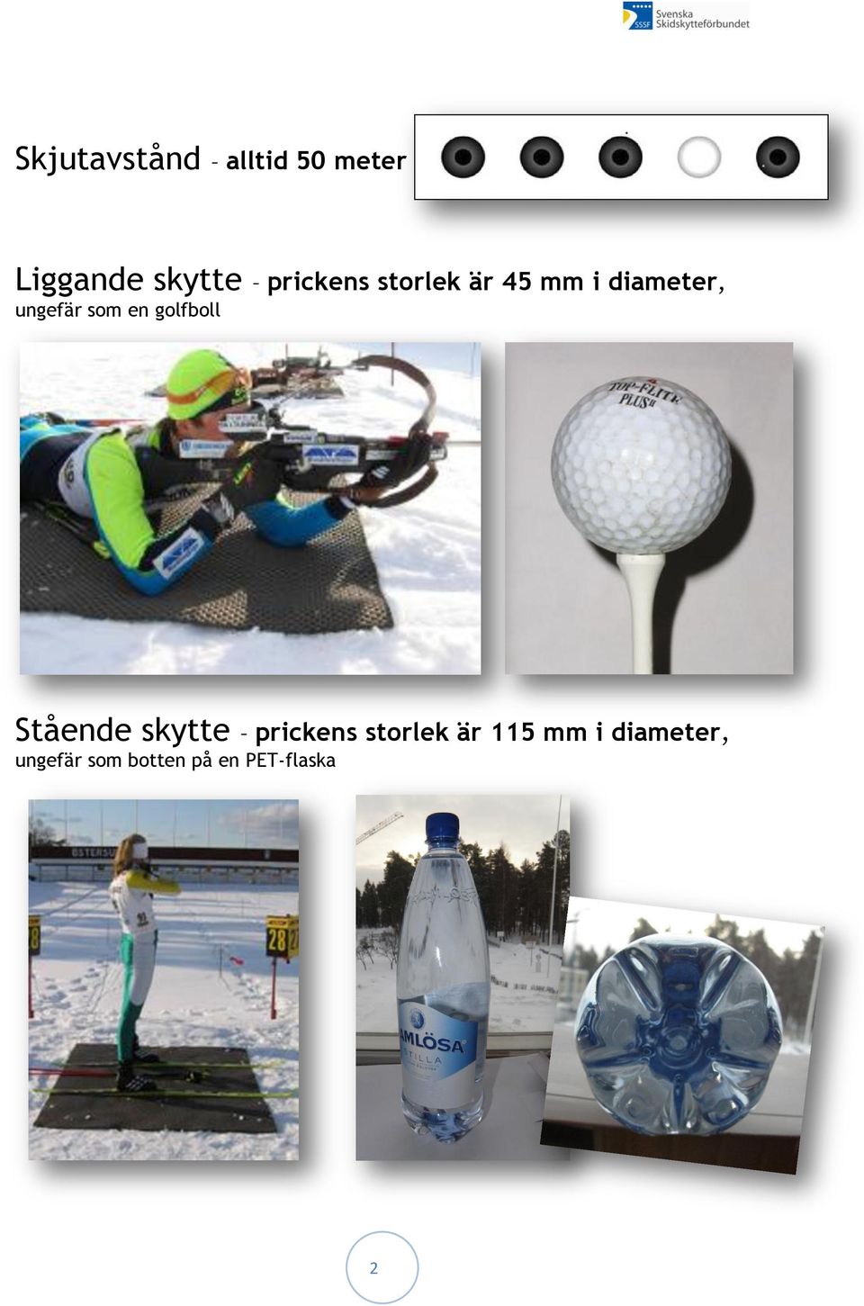 en golfboll Stående skytte prickens storlek är