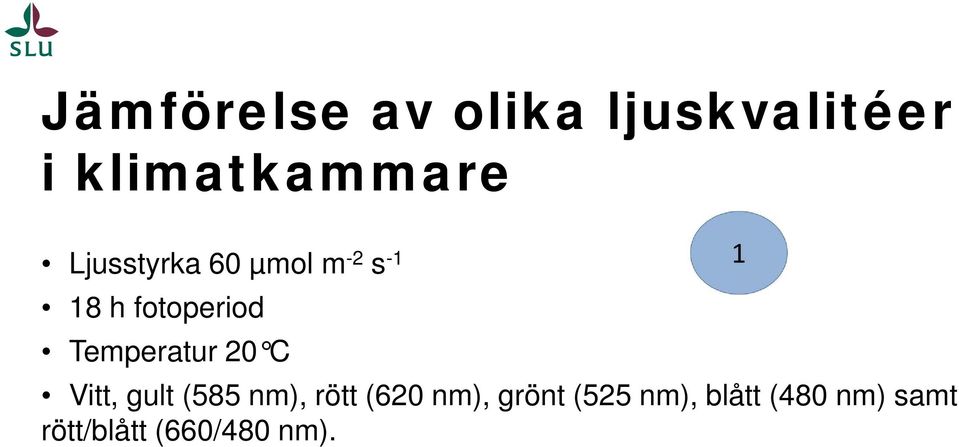 Temperatur 20 C Vitt, gult (585 nm), rött (620 nm),