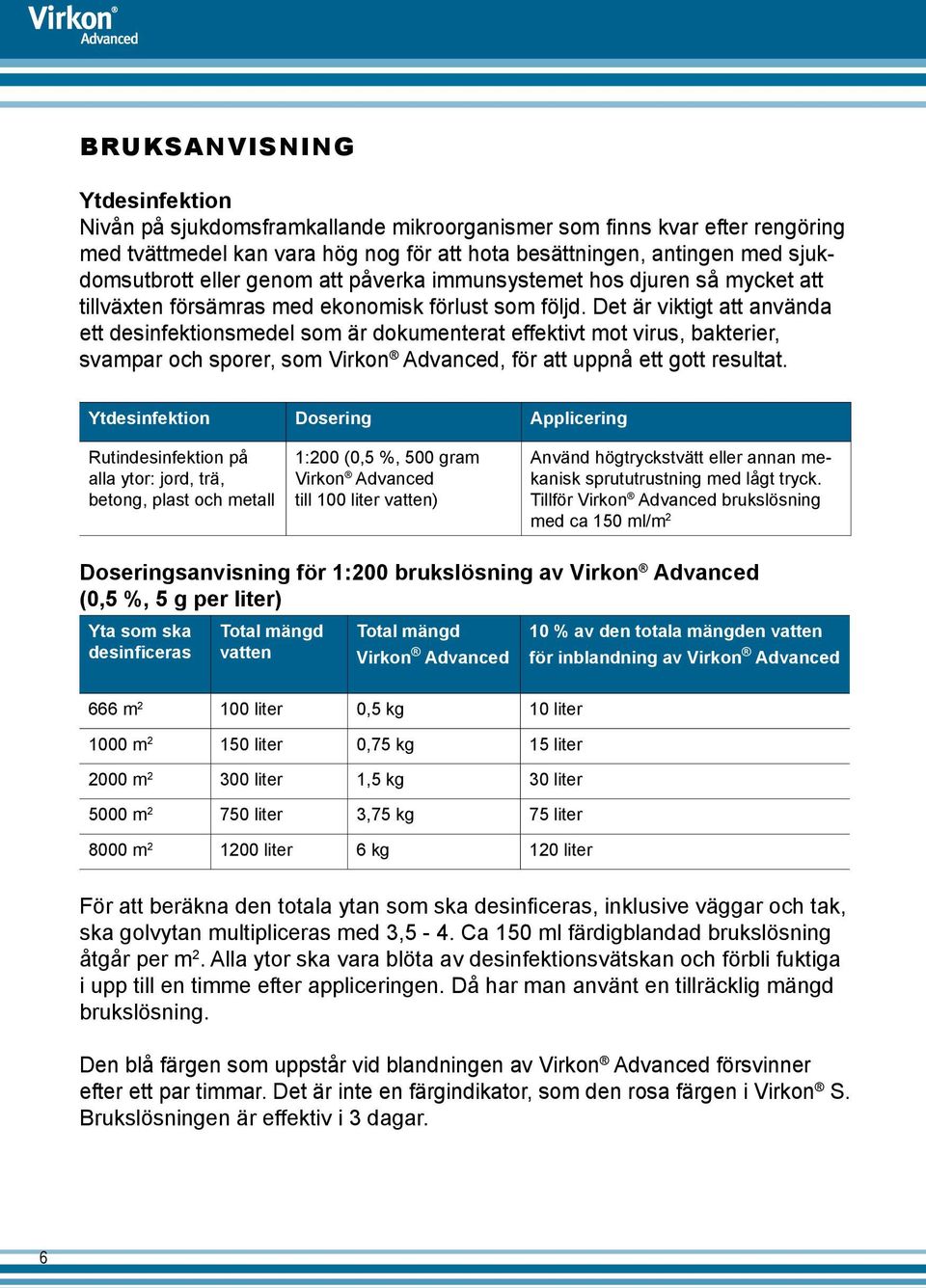 Det är viktigt att använda ett desinfektionsmedel som är dokumenterat effektivt mot virus, bakterier, svampar och sporer, som Virkon Advanced, för att uppnå ett gott resultat.