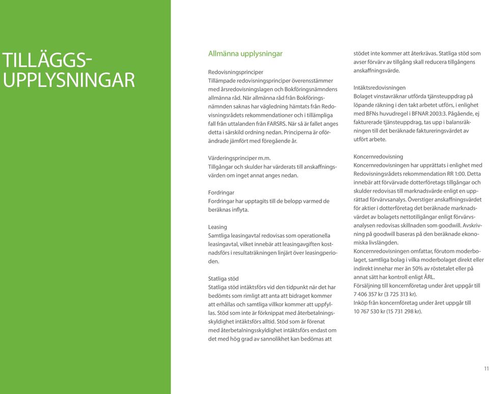 När så är fallet anges detta i särskild ordning nedan. Principerna är oförändrade jämfört med föregående år. Värderingsprinciper m.m. Tillgångar och skulder har värderats till anskaffningsvärden om inget annat anges nedan.