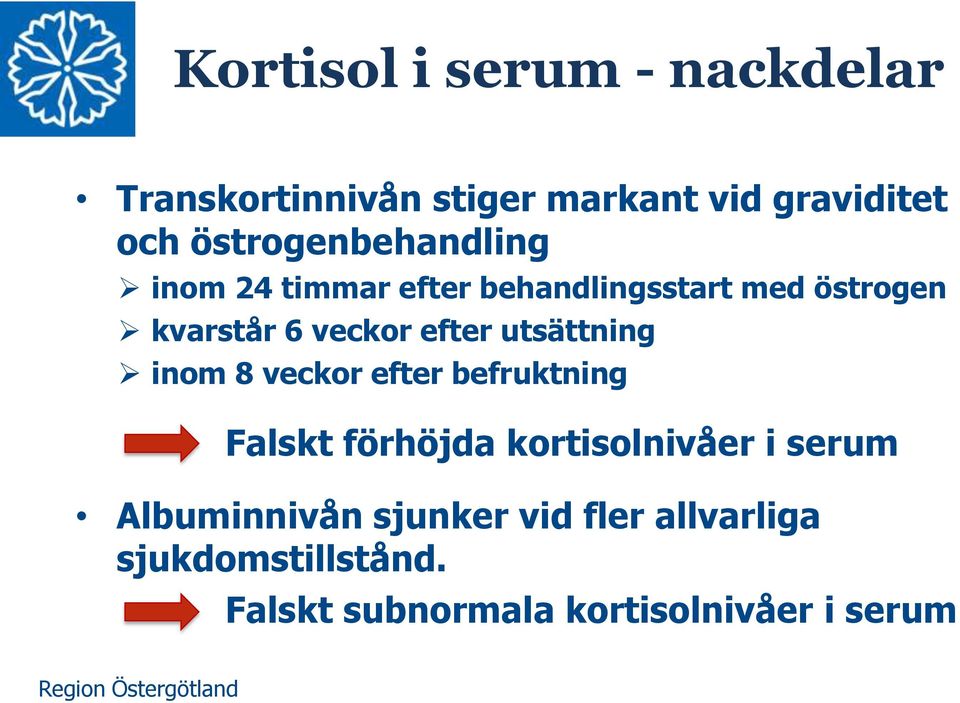 efter utsättning inom 8 veckor efter befruktning Falskt förhöjda kortisolnivåer i serum