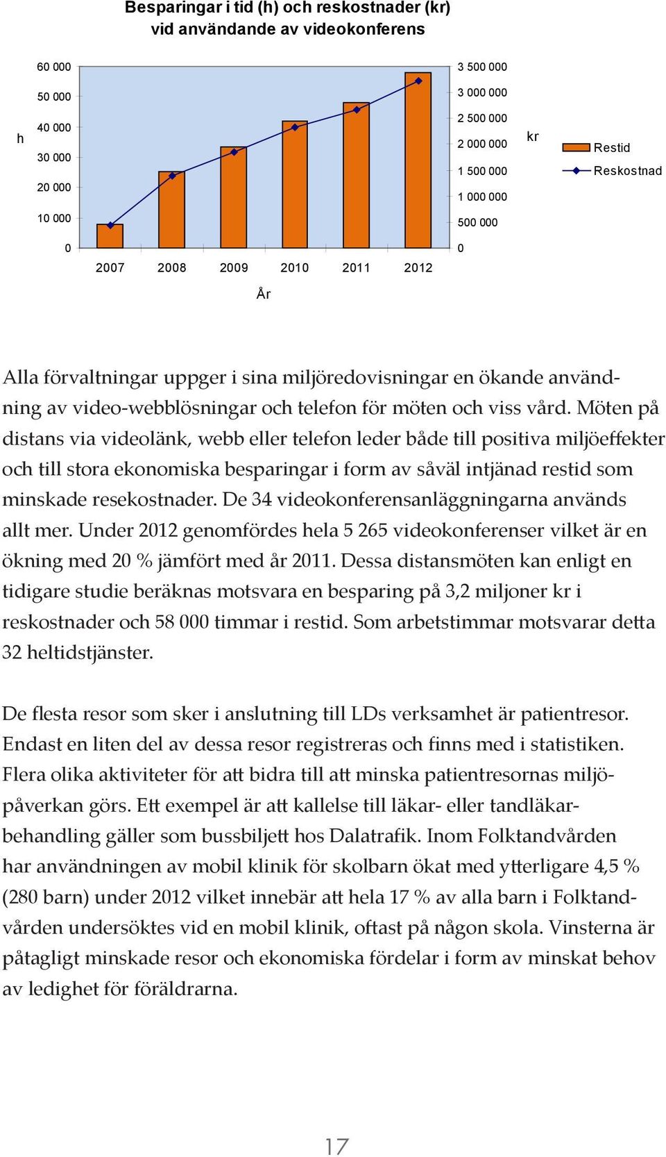 Möten på distans via videolänk, webb eller telefon leder både till positiva miljö effekter och till stora ekonomiska besparingar i form av såväl intjänad restid som minskade resekostnader.