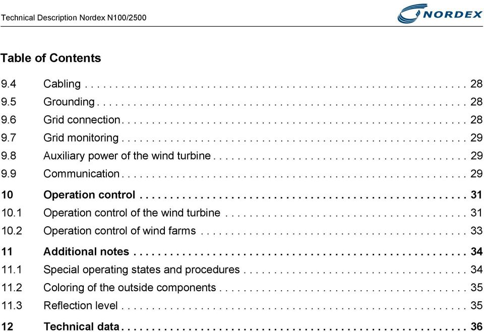 ........................................................ 29 10 Operation control...................................................... 31 10.1 Operation control of the wind turbine........................................ 31 10.2 Operation control of wind farms.