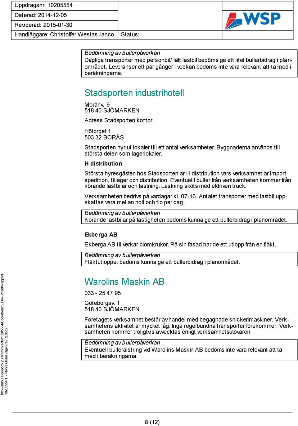 9 518 40 SJÖMARKEN Adress Stadsporten kontor: Hötorget 1 503 32 BORÅS Stadsporten hyr ut lokaler till ett antal verksamheter. Byggnaderna används till största delen som lagerlokaler.