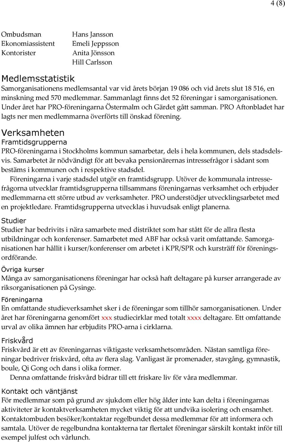 PRO Aftonbladet har lagts ner men medlemmarna överförts till önskad förening. Verksamheten Framtidsgrupperna PRO-föreningarna i Stockholms kommun samarbetar, dels i hela kommunen, dels stadsdelsvis.