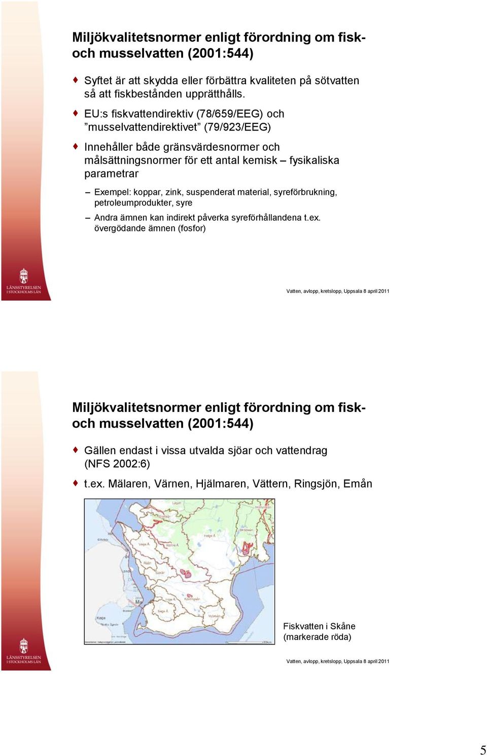 koppar, zink, suspenderat material, syreförbrukning, petroleumprodukter, syre Andra ämnen kan indirekt påverka syreförhållandena t.ex.