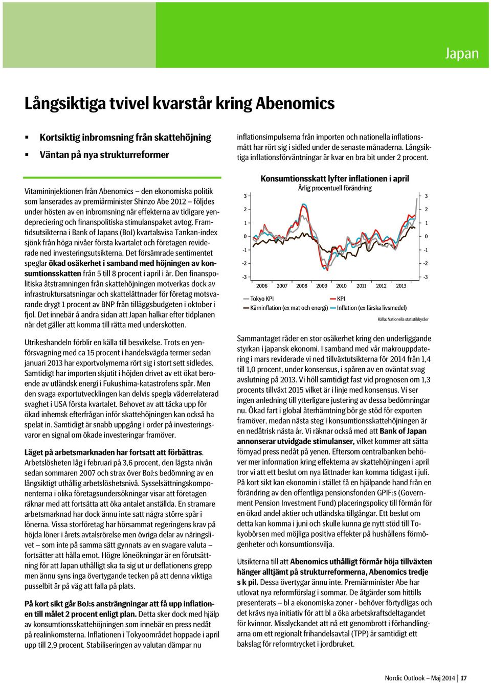 Vitamininjektionen från Abenomics den ekonomiska politik som lanserades av premiärminister Shinzo Abe 2012 följdes under hösten av en inbromsning när effekterna av tidigare yendepreciering och