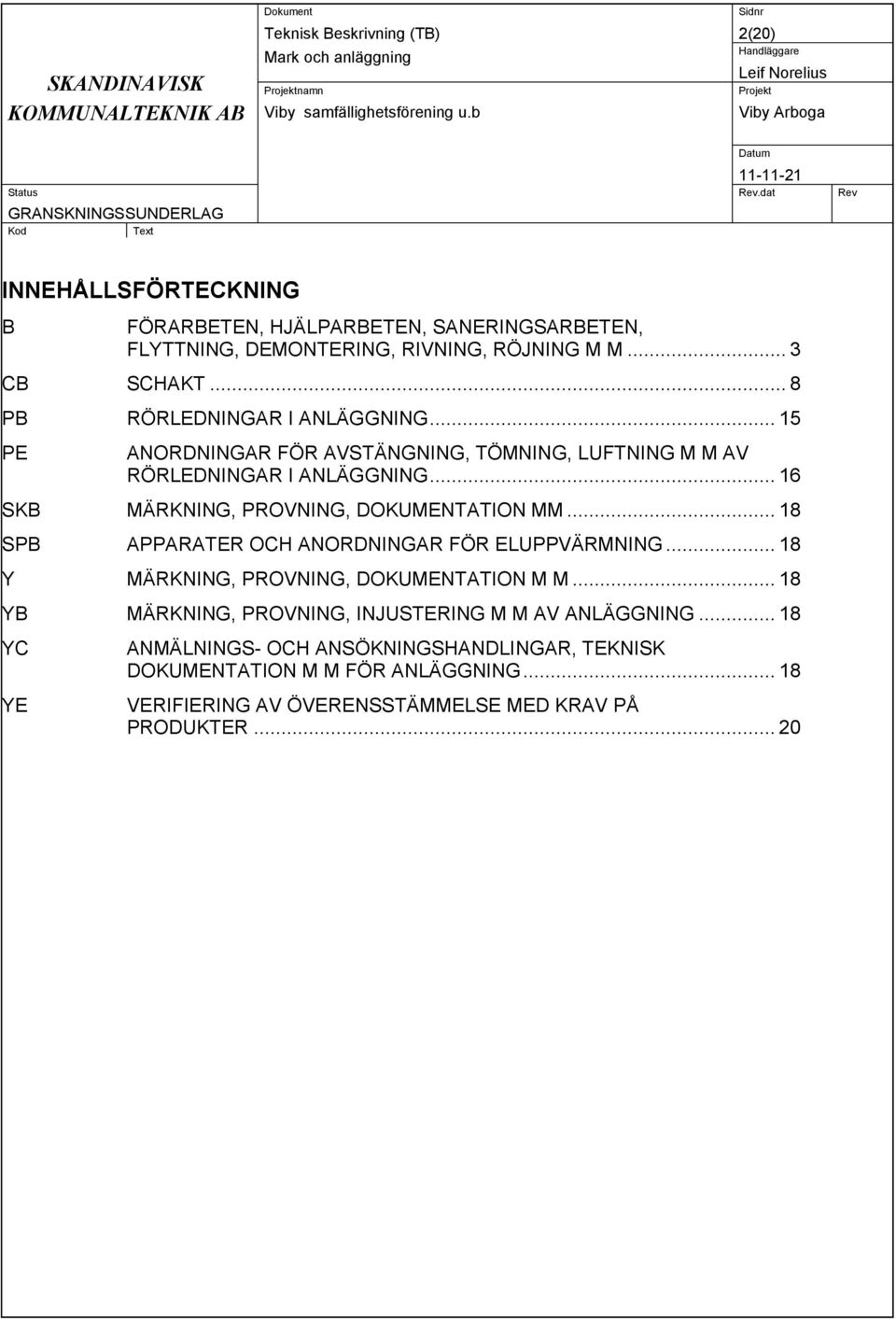 .. 16 SKB MÄRKNING, PROVNING, DOKUMENTATION MM... 18 SPB APPARATER OCH ANORDNINGAR FÖR ELUPPVÄRMNING... 18 Y MÄRKNING, PROVNING, DOKUMENTATION M M.