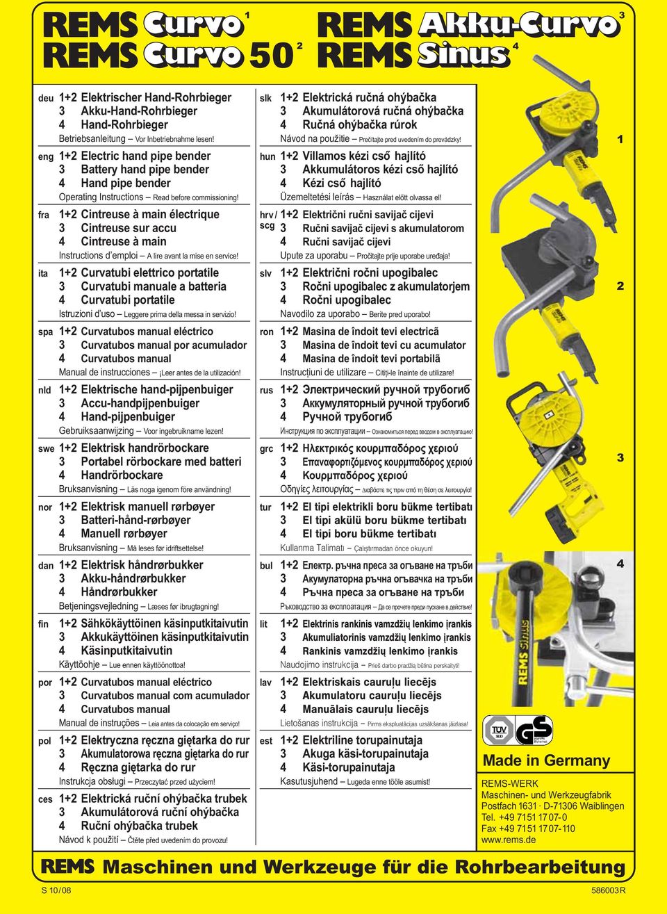 fra 1+ Cintreuse à main électrique Cintreuse sur accu Cintreuse à main Instructions d emploi A lire avant la mise en service!