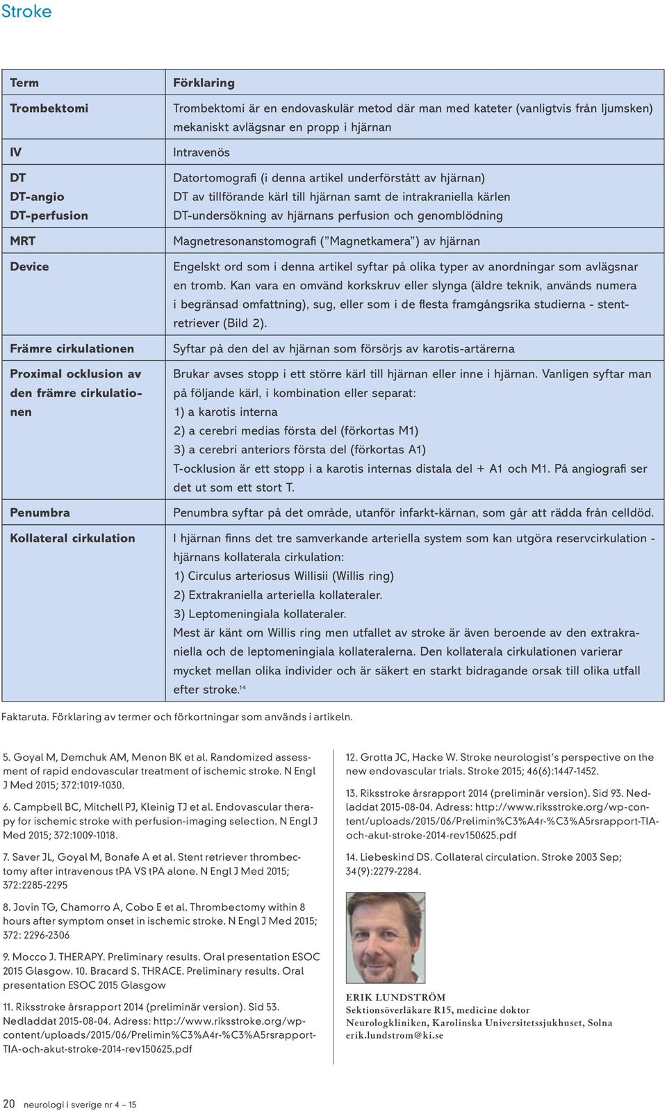 intrakraniella kärlen DT-undersökning av hjärnans perfusion och genomblödning Magnetresonanstomografi ( Magnetkamera ) av hjärnan Engelskt ord som i denna artikel syftar på olika typer av anordningar