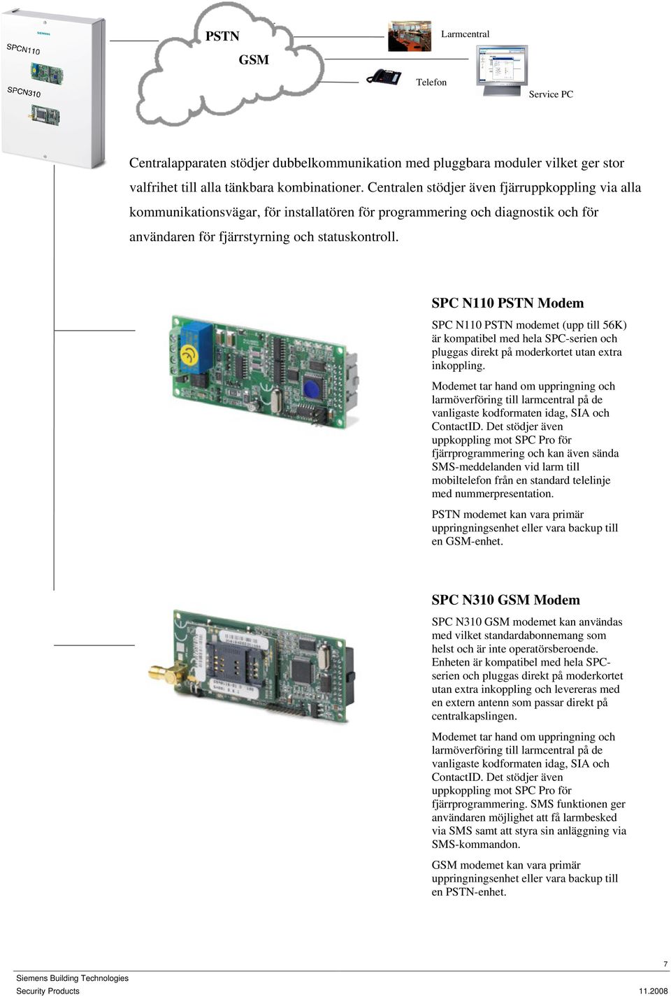 SPC N110 PSTN Modem SPC N110 PSTN modemet (upp till 56K) är kompatibel med hela SPC-serien och pluggas direkt på moderkortet utan extra inkoppling.