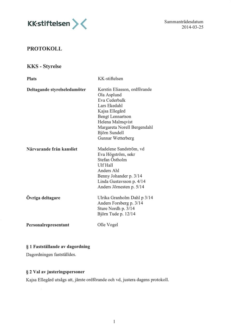 Eva Högström, sekr Stefan Ostholm Ulf Hall Anders Ahl Benny Johander p. 3/14 Linda Gustavsson p. 4/14 Anders Jörnesten p. 5/14 Ulrika Granholm Dahl p 3/14 Anders Forsberg p. 3/14 Sture Nordhp.