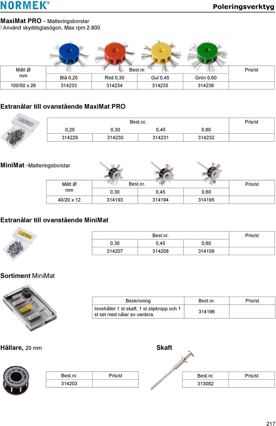 0,20 0,30 0,45 0,60 314229 314230 314231 314232 Pris/st MiniMat -Matteringsborstar Mått Ø mm Best.nr.