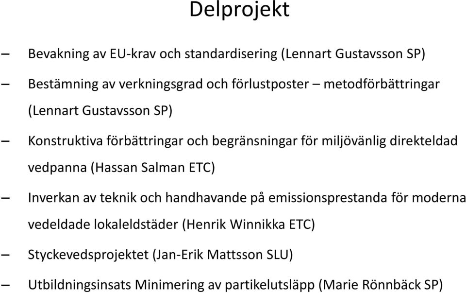 vedpanna (Hassan Salman ETC) Inverkan av teknik och handhavande på emissionsprestanda för moderna vedeldade lokaleldstäder