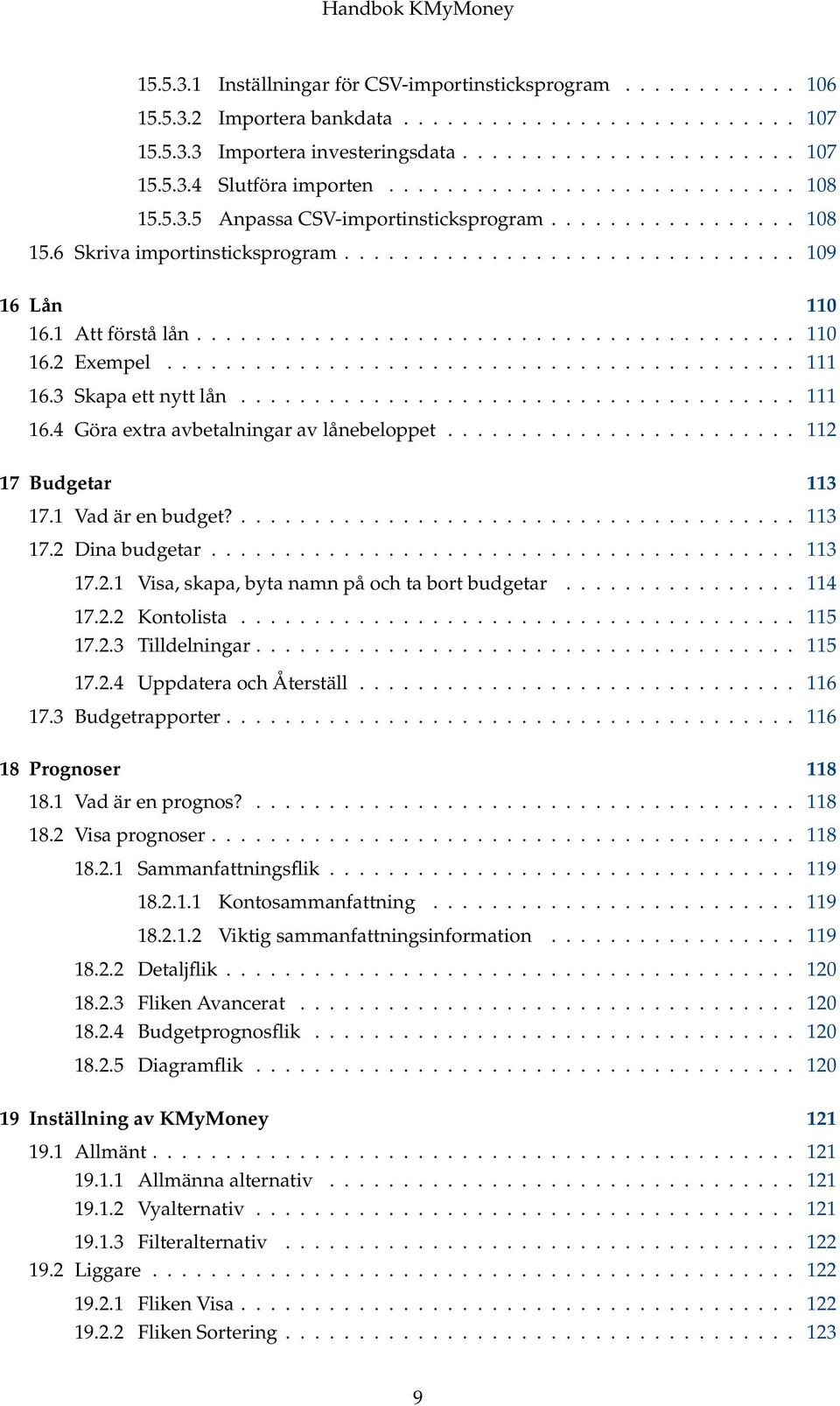 ........................................ 110 16.2 Exempel........................................... 111 16.3 Skapa ett nytt lån...................................... 111 16.4 Göra extra avbetalningar av lånebeloppet.