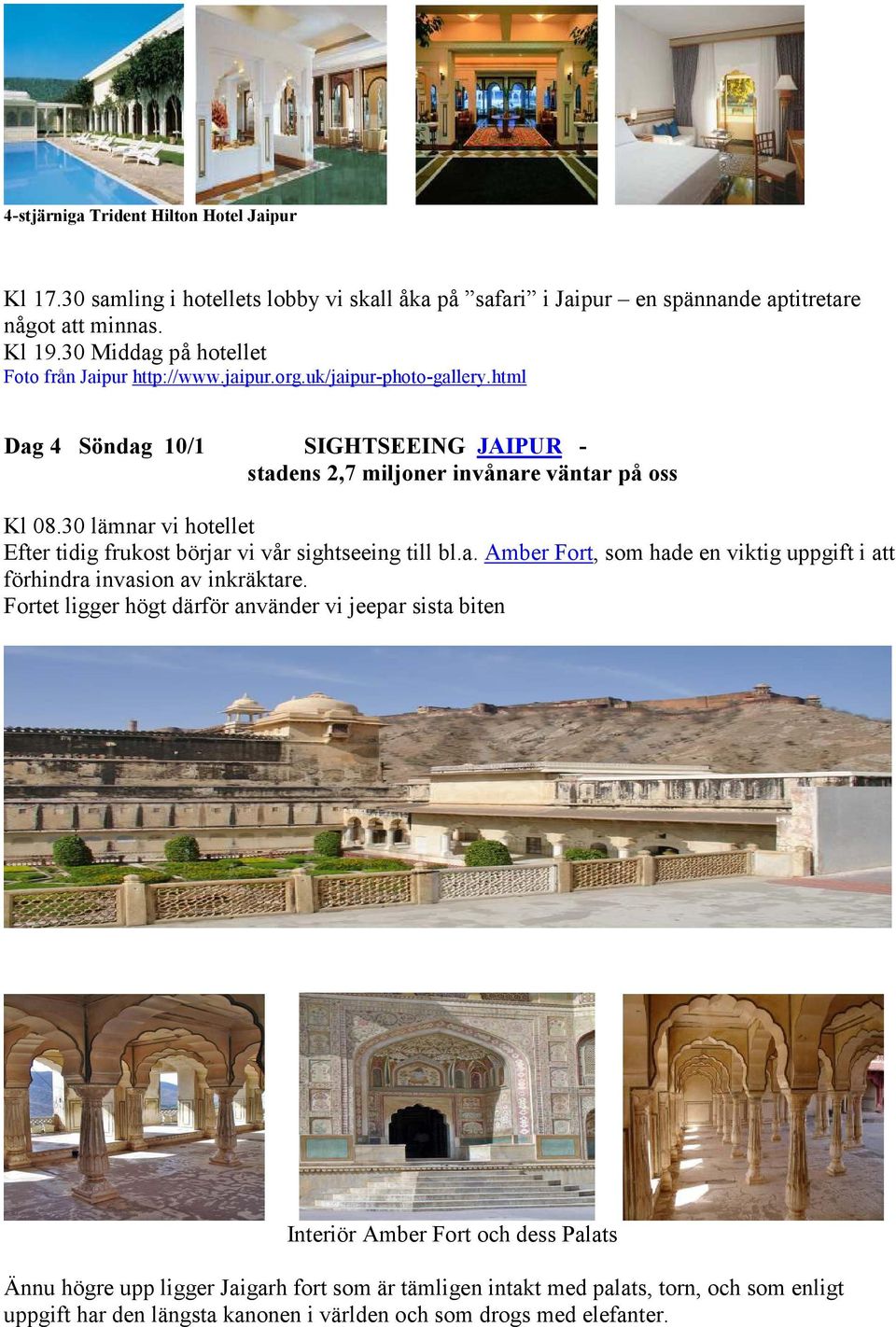 30 lämnar vi hotellet Efter tidig frukost börjar vi vår sightseeing till bl.a. Amber Fort, som hade en viktig uppgift i att förhindra invasion av inkräktare.