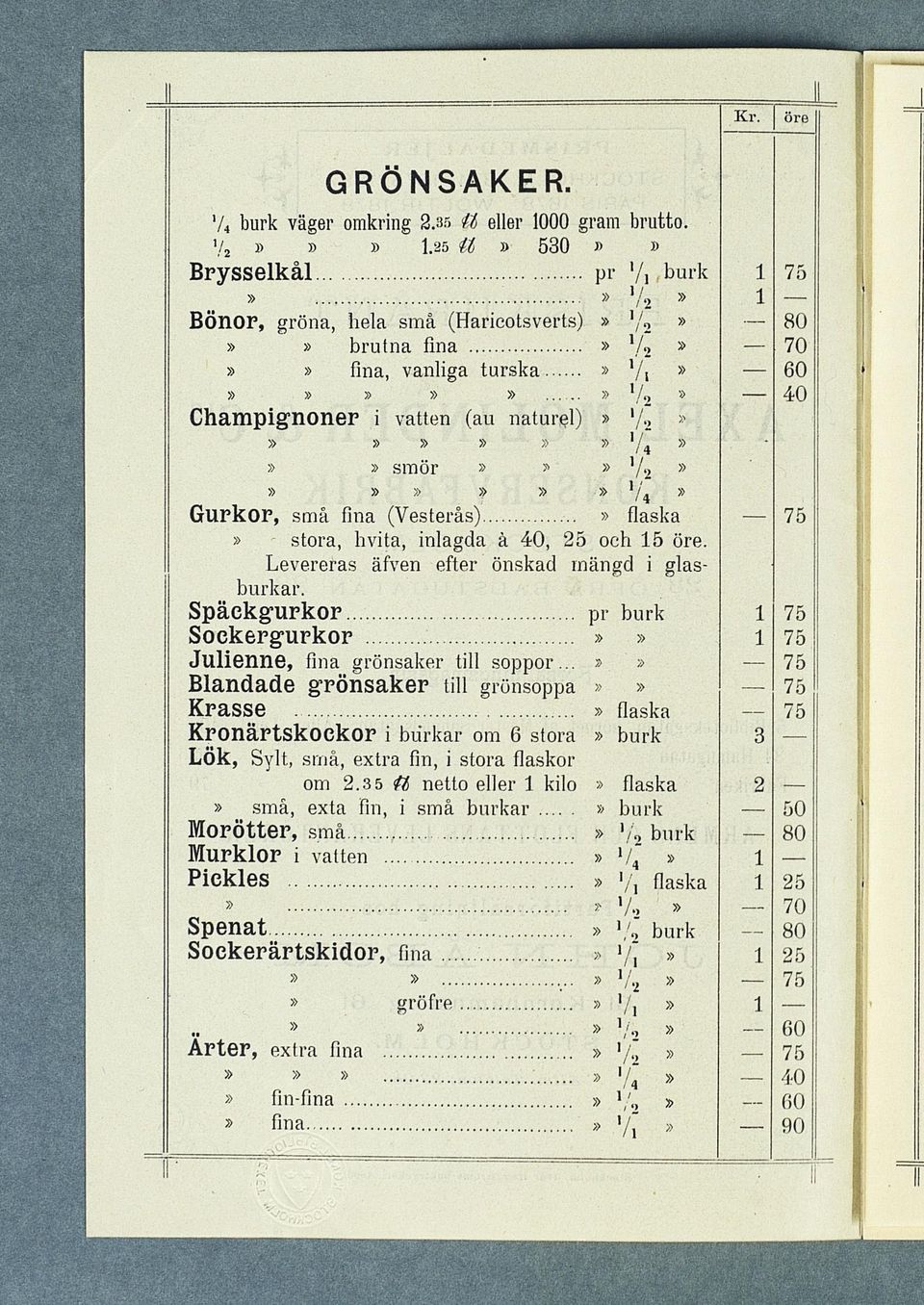 Späckg-urkor... pr burk Sockergurkor... Julienne, fina grönsaker till soppor... landade grönsaker till grönsoppa Krasse.