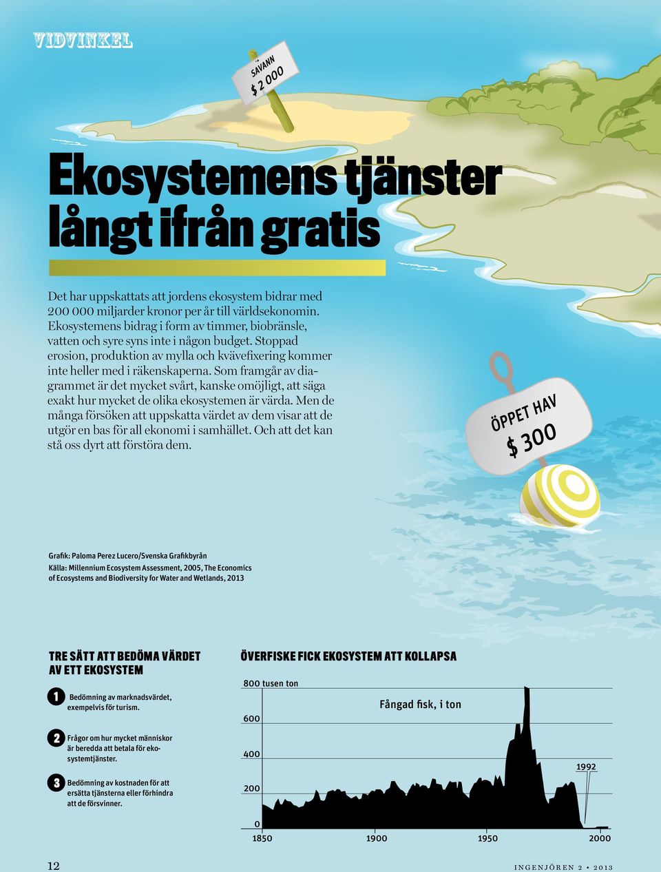 Som framgår av diagrammet är det mycket svårt, k anske omöjligt, att säga exakt hur mycket de olika e kosystemen är värda.