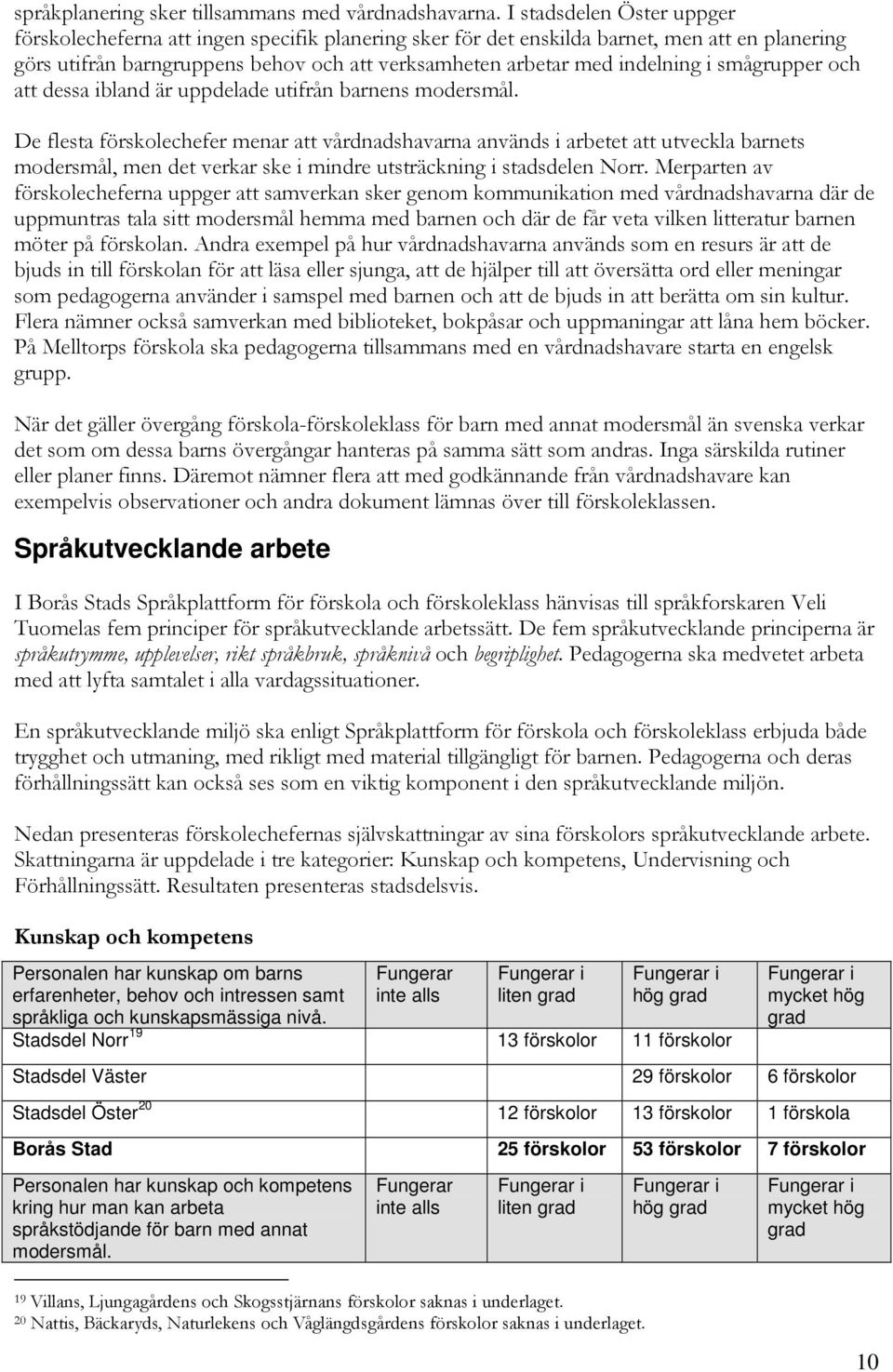 smågrupper och att dessa ibland är uppdelade utifrån barnens modersmål.