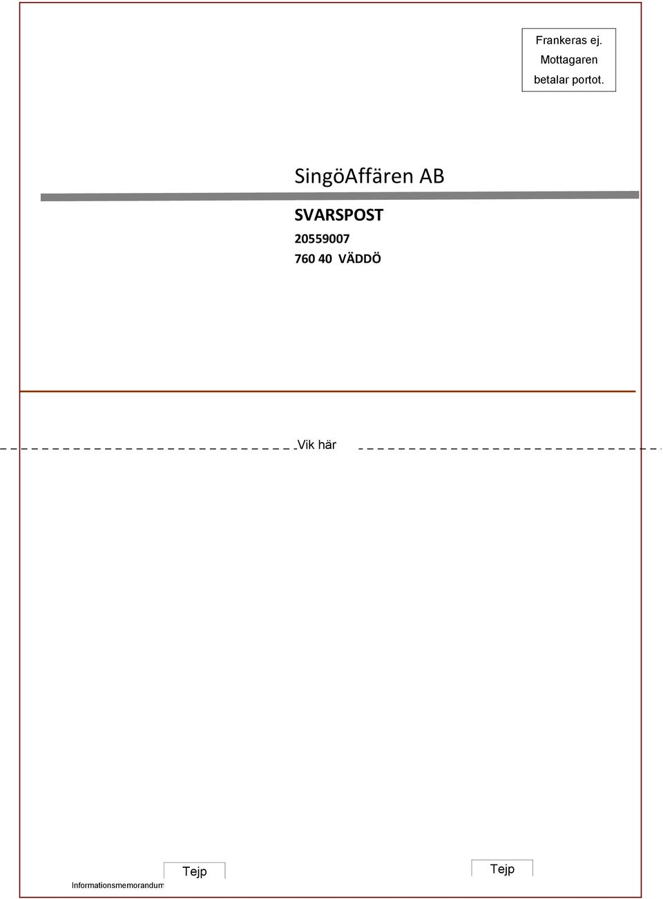 SingöAffären AB SVARSPOST