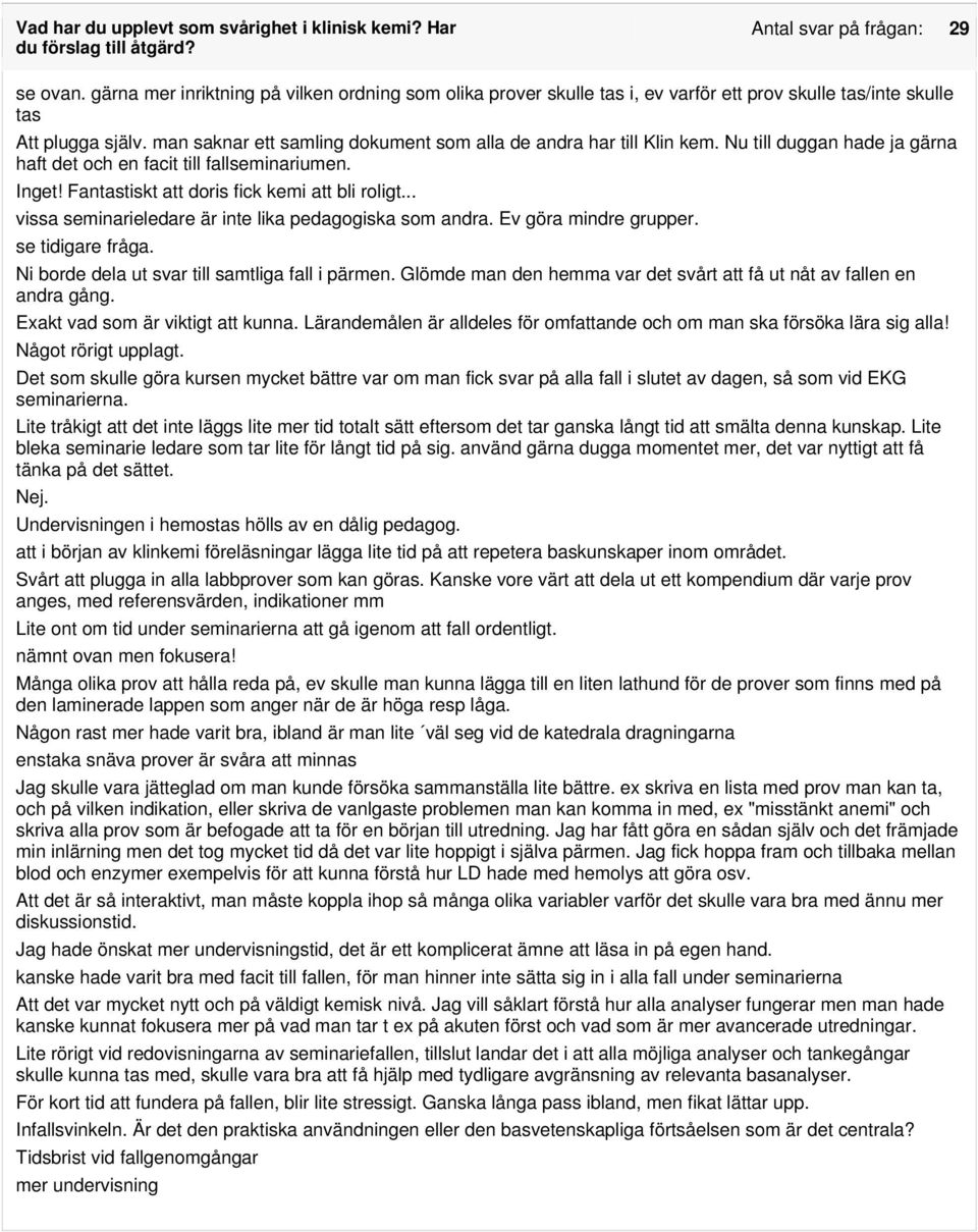 man saknar ett samling dokument som alla de andra har till Klin kem. Nu till duggan hade ja gärna haft det och en facit till fallseminariumen. Inget! Fantastiskt att doris fick kemi att bli roligt.