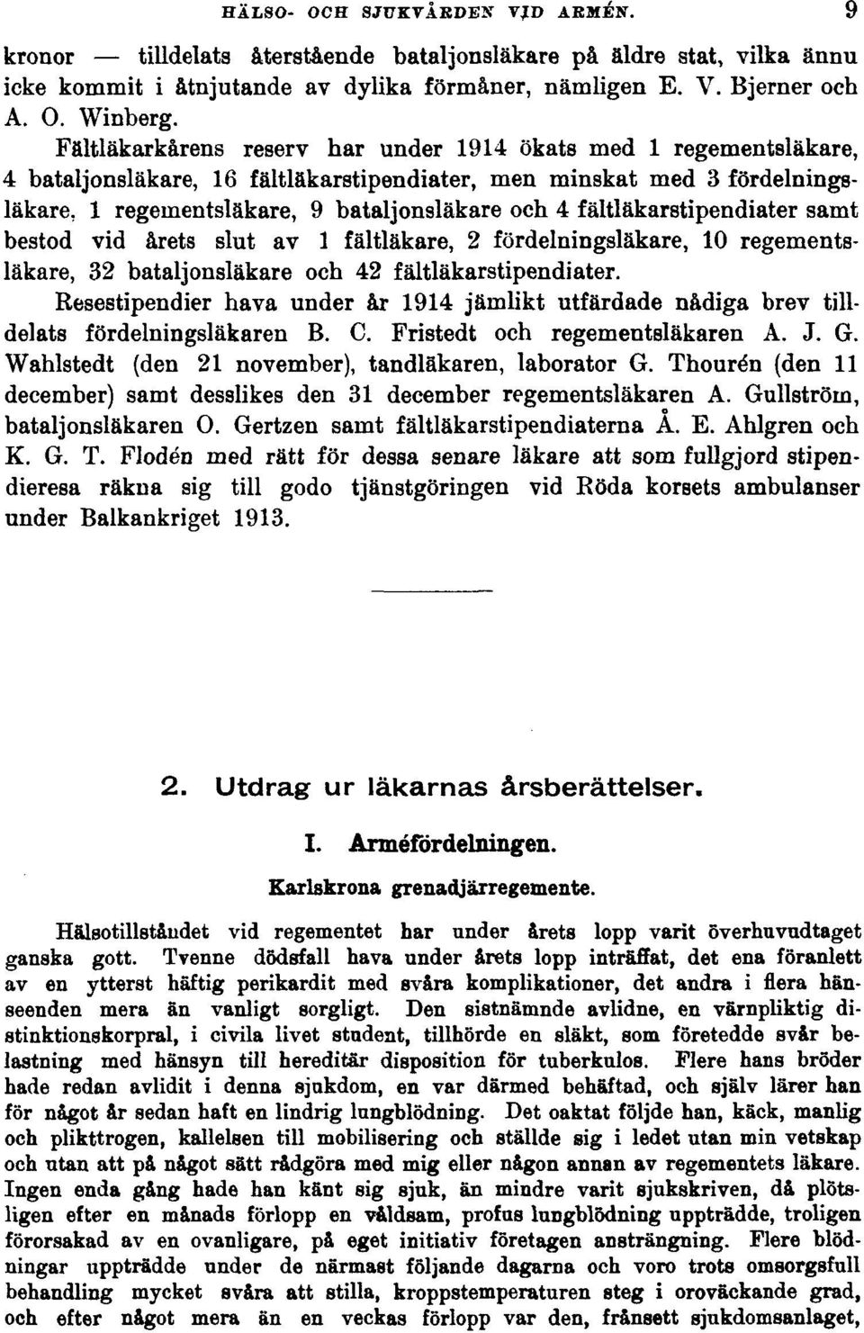 fältläkarstipendiater samt bestod vid årets slut av 1 fältläkare, 2 fördelningsläkare, 10 regementsläkare, 32 bataljonsläkare och 42 fältläkarstipendiater.