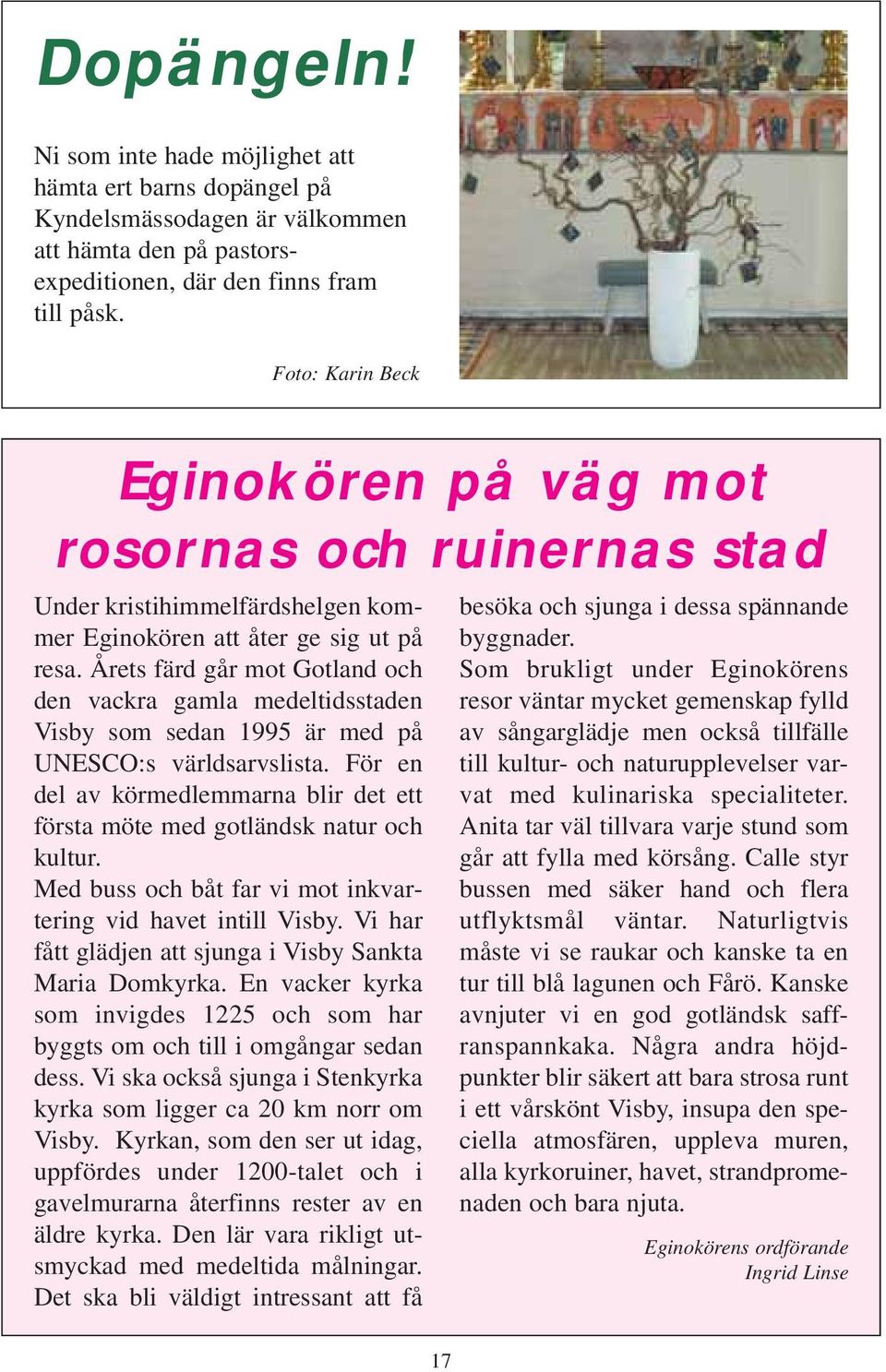 Årets färd går mot Gotland och den vackra gamla medeltidsstaden Visby som sedan 1995 är med på UNESCO:s världsarvslista.