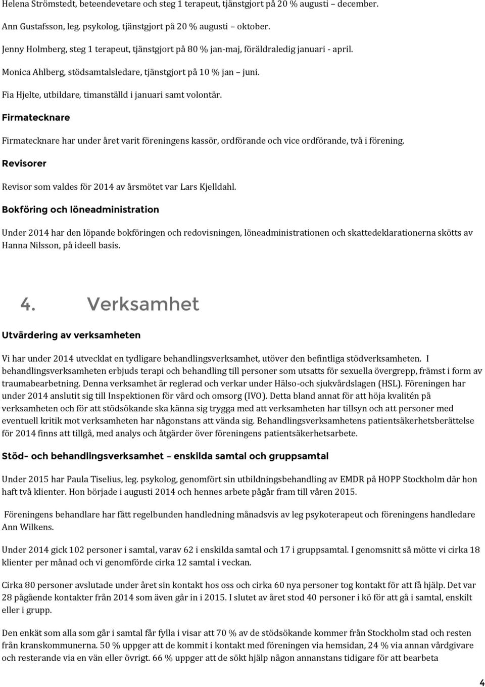 Fia Hjelte, utbildare, timanställd i januari samt volontär. Firmatecknare Firmatecknare har under året varit föreningens kassör, ordförande och vice ordförande, två i förening.